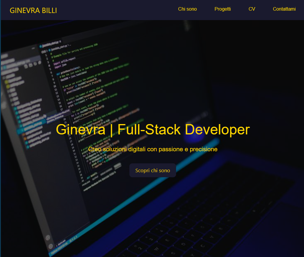 Immagine che ritrae il progetto del mio Portfolio web che e' il sito attuale
